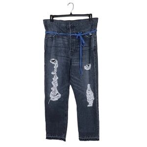 Hudson Jessi Boyfriend Jeans Distressed High Waist Button-Up Black Size 31